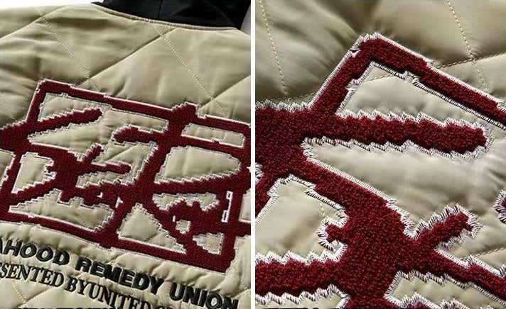 REMEDYxSTA Embroidered Quilted Baseball Hooded Jersey