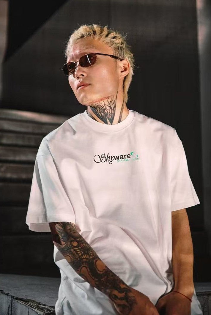 REMEDY Water Ripple Letter Print Short-sleeved T-shirt