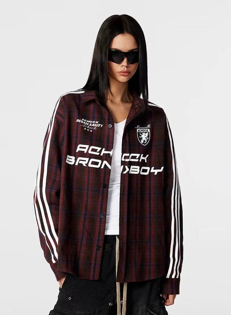 ACHOCK Striped Patchwork Long-sleeved Shirt