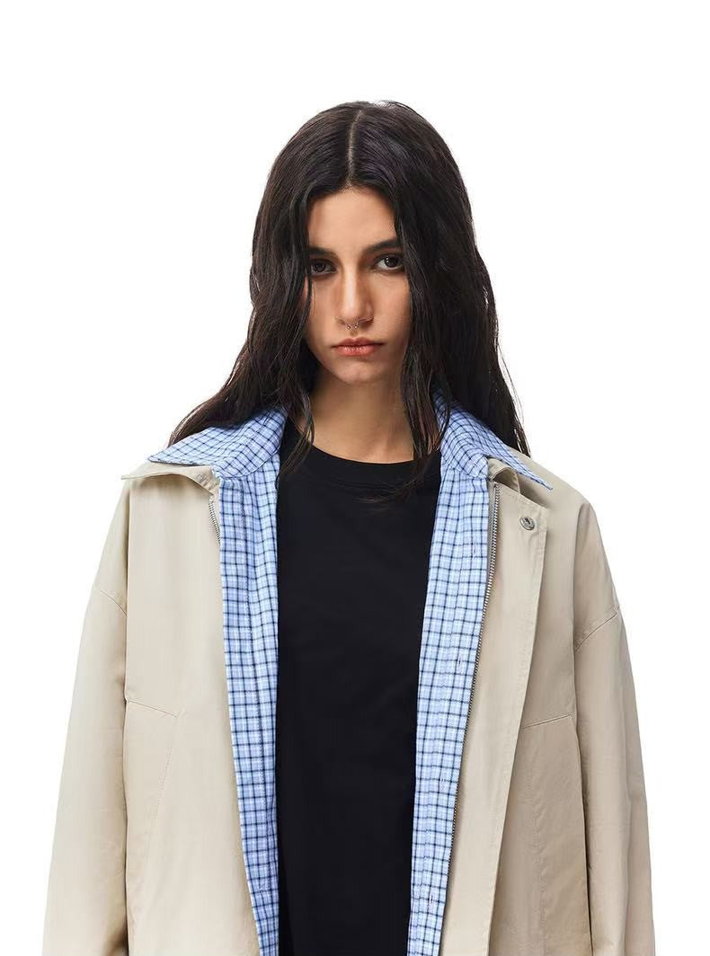 FDR Contrast Patchwork Plaid Fake Two-piece Jacket