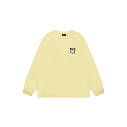 ACHOCK Basic Loose Logo Print Long-sleeved T-shirt