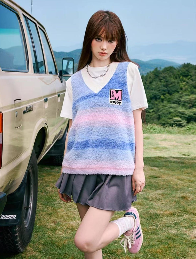 MEDM Colorful Striped Sweater Vest