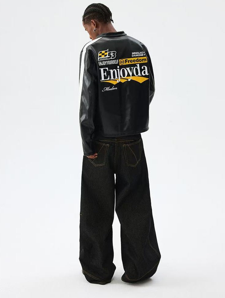 MEDM Retro Racing Leather Jacket