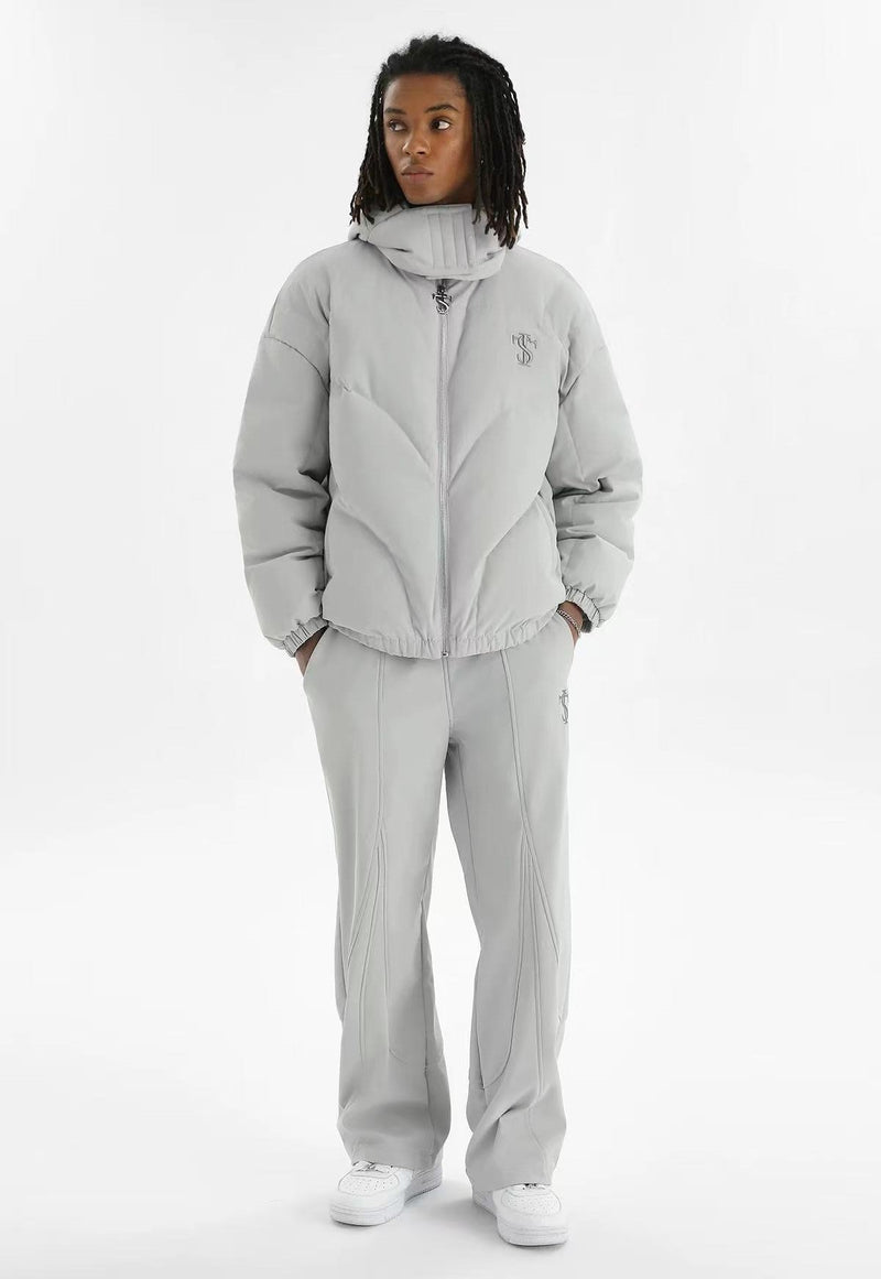 STK Vintage Quilted Embroidered Hooded Down Jacket