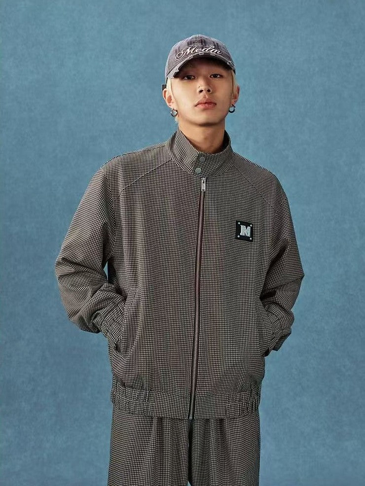 MEDM Houndstooth Stand Collar Casual Jacket