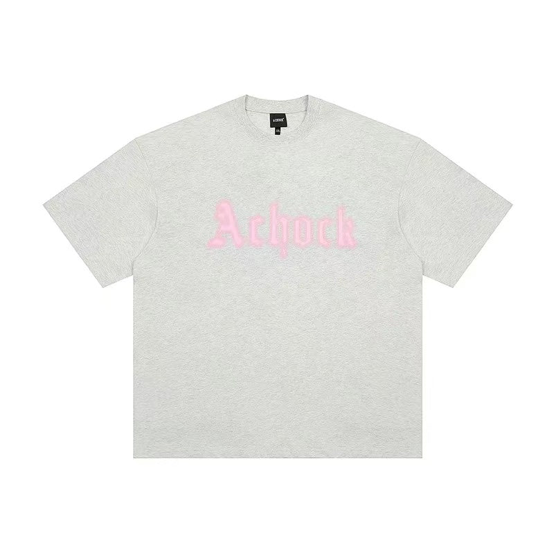 ACHOCK Simple Dot Logo Blur Printed T-shirt