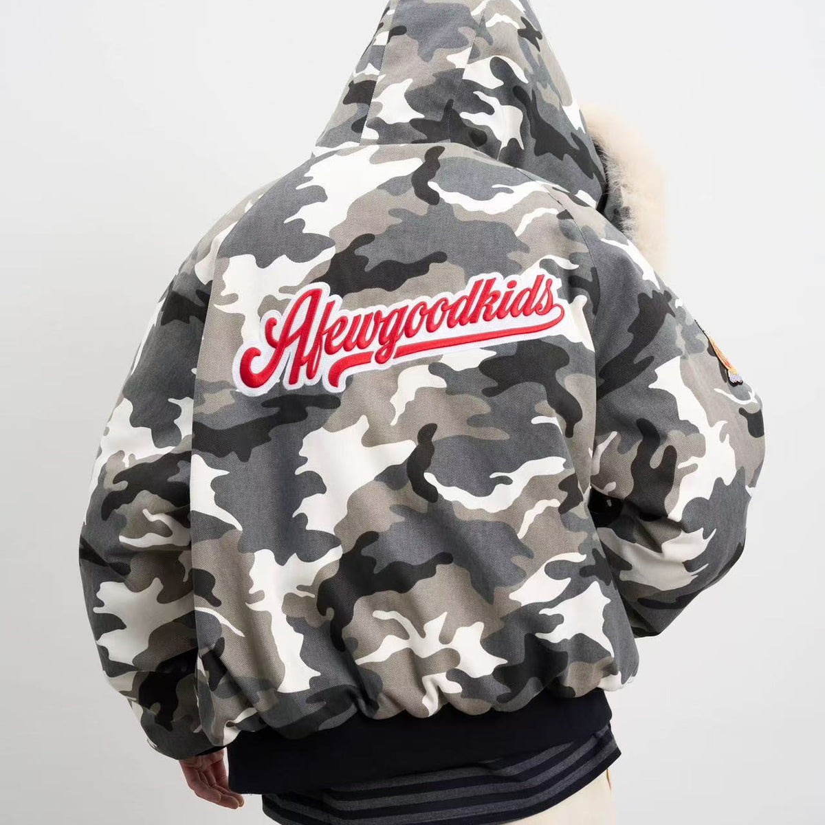 AFGK Camouflage Fur Collar Cotton Jacket
