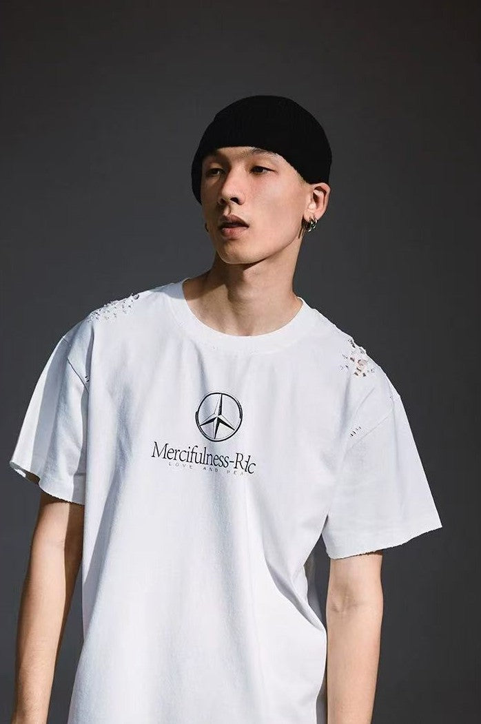 REMEDY Retro Distressed Short-sleeved T-shirt