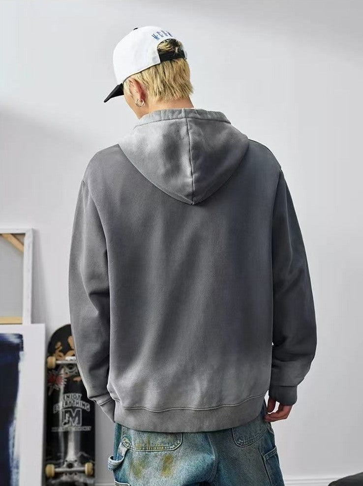 MEDM Hunting Theme Distressed Washed Zipper Hoodie