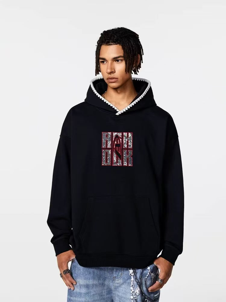 ACHOCK Retro Patch Embroidered Hoodie
