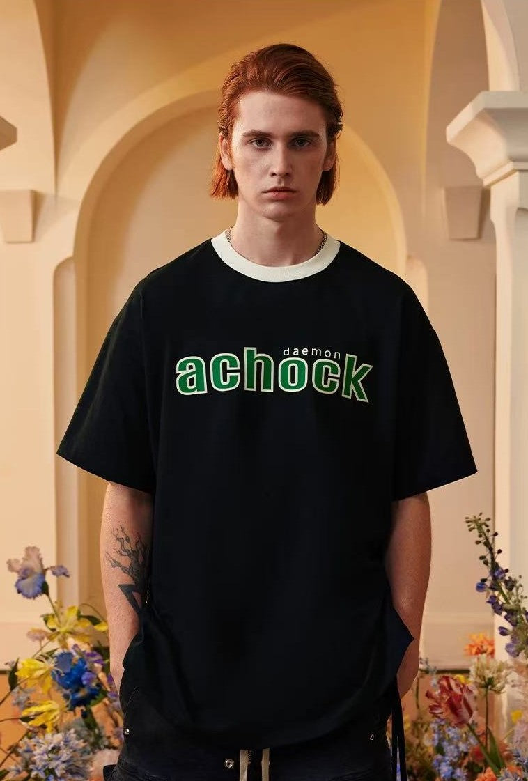 ACHOCK Suede Foam Printed Short-sleeved T-shirt