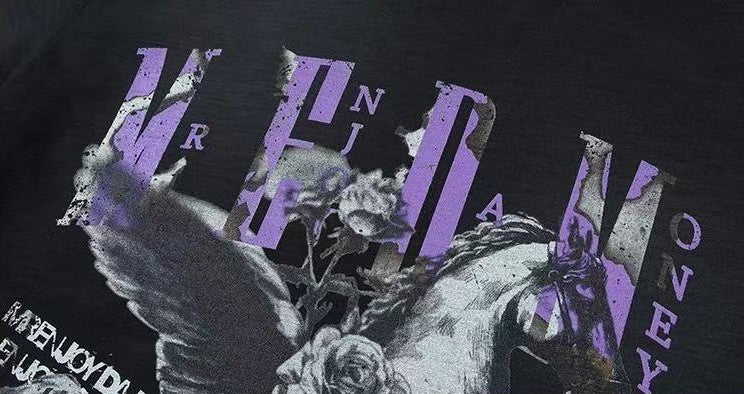 MEDM Pegasus Distressed Short-sleeved T-shirt