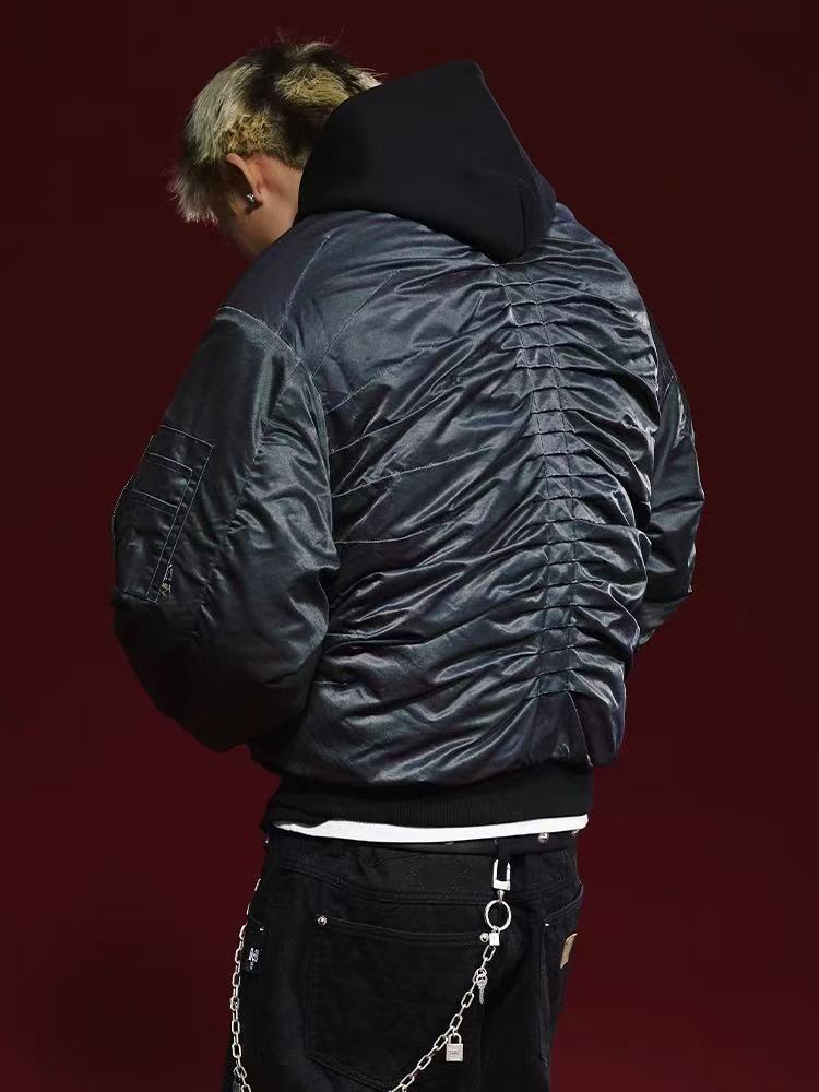 REMEDY Pleated Quilted  Bomber Jacket