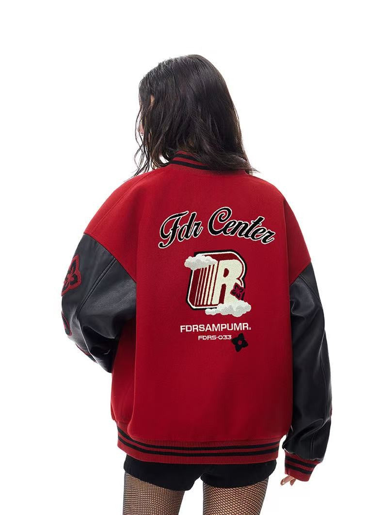 FDR R Logo Cloud Towel Embroidered Varrsity Jacket