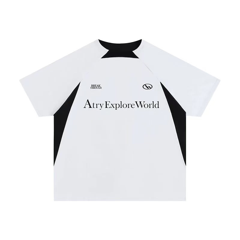 ATRY  Mesh Stitching Contrasting Colors T-shirt