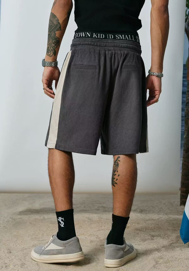 STK Vintage Embroidered Suede Patchwork Shorts