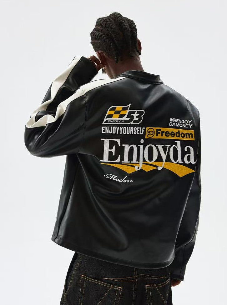 MEDM Retro Racing Leather Jacket