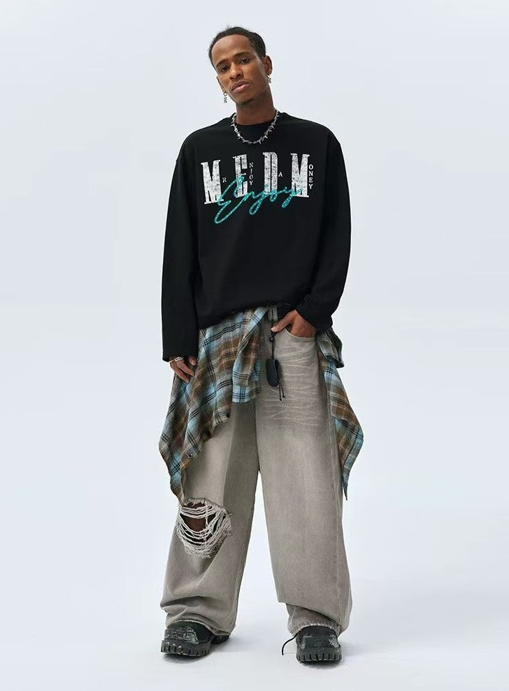 MEDM Washed Cropped Long-sleeve T-Shirt