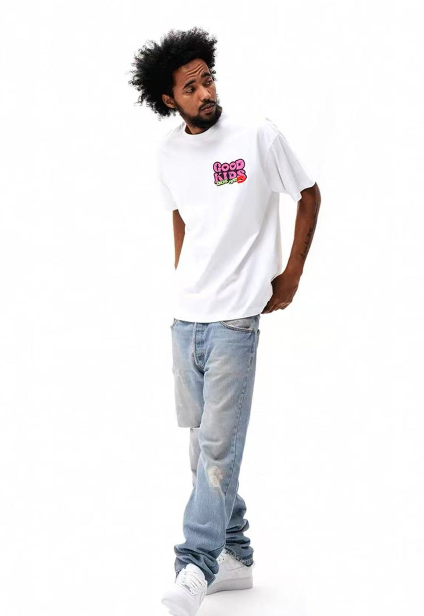 AFGK Letter Embroidered Short-sleeve T-shirt