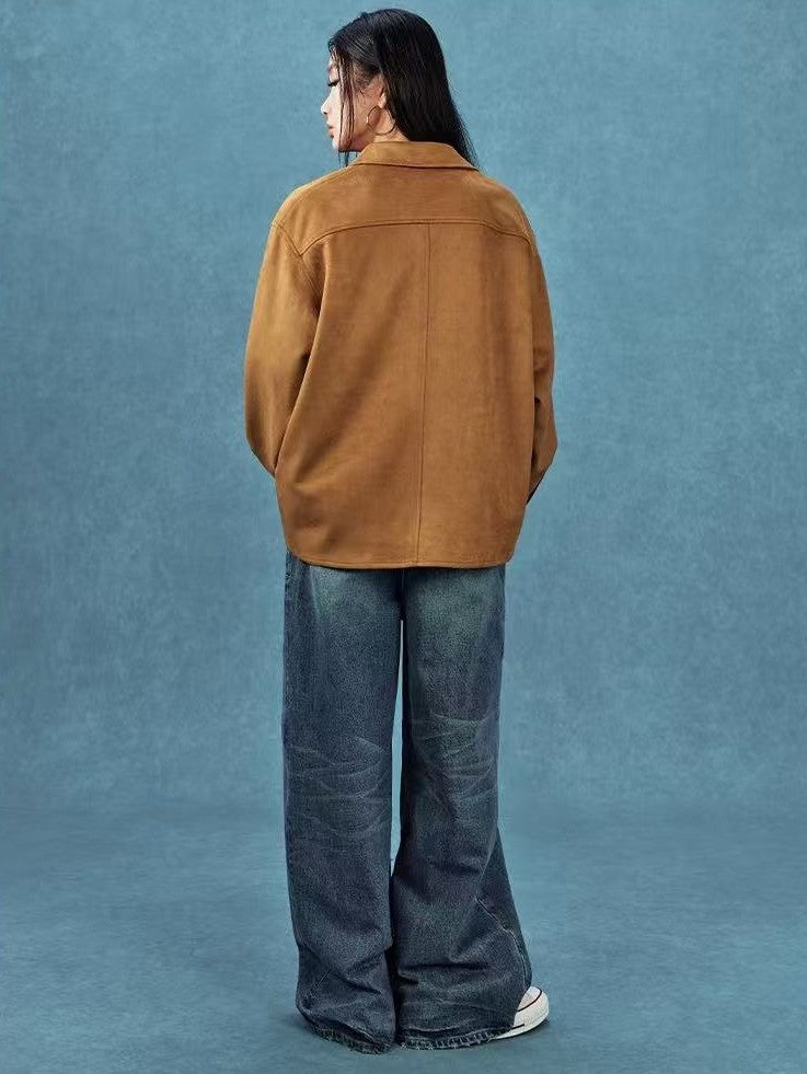 MEDM  Basic Logo Suede Shirt Jacket