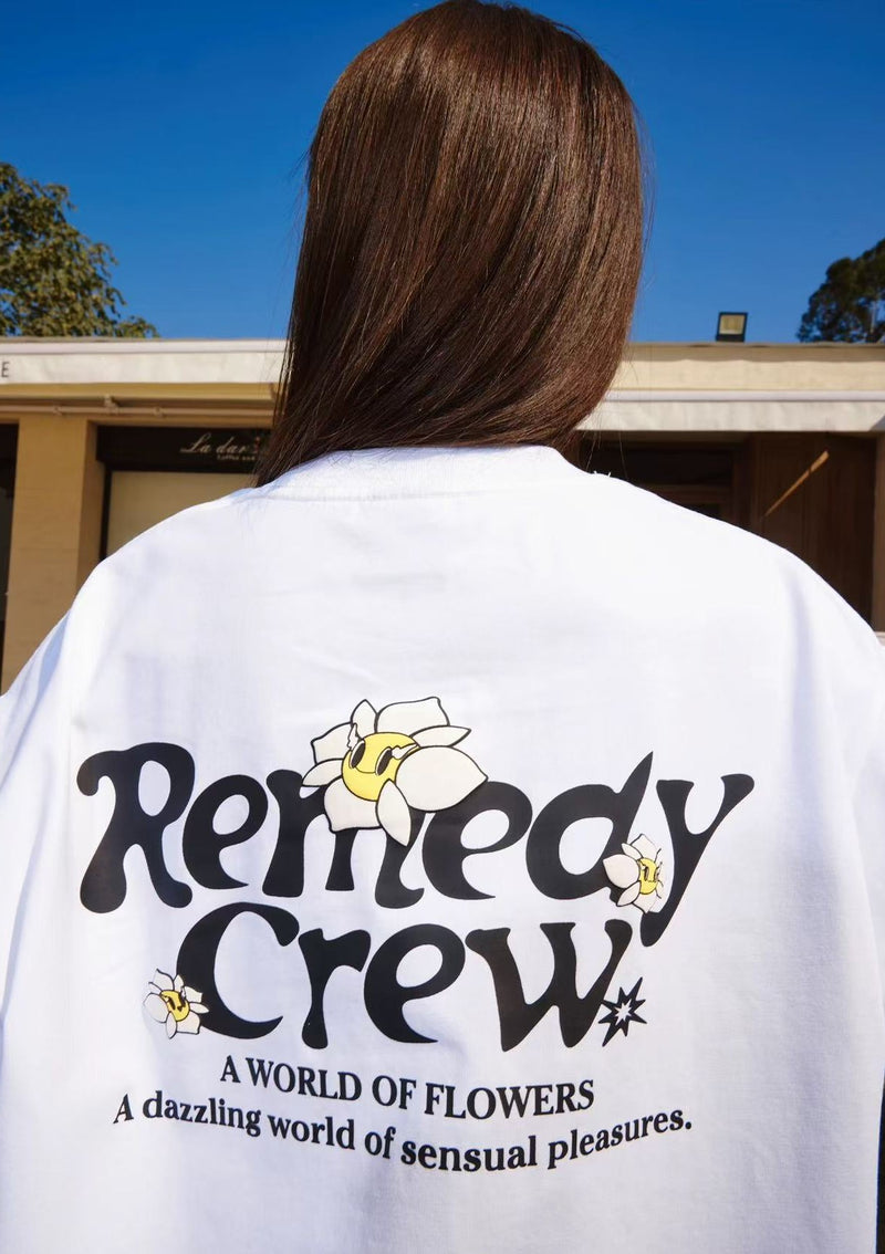 REMEDY Cartoon Floral Print Short-sleeve T-shirt