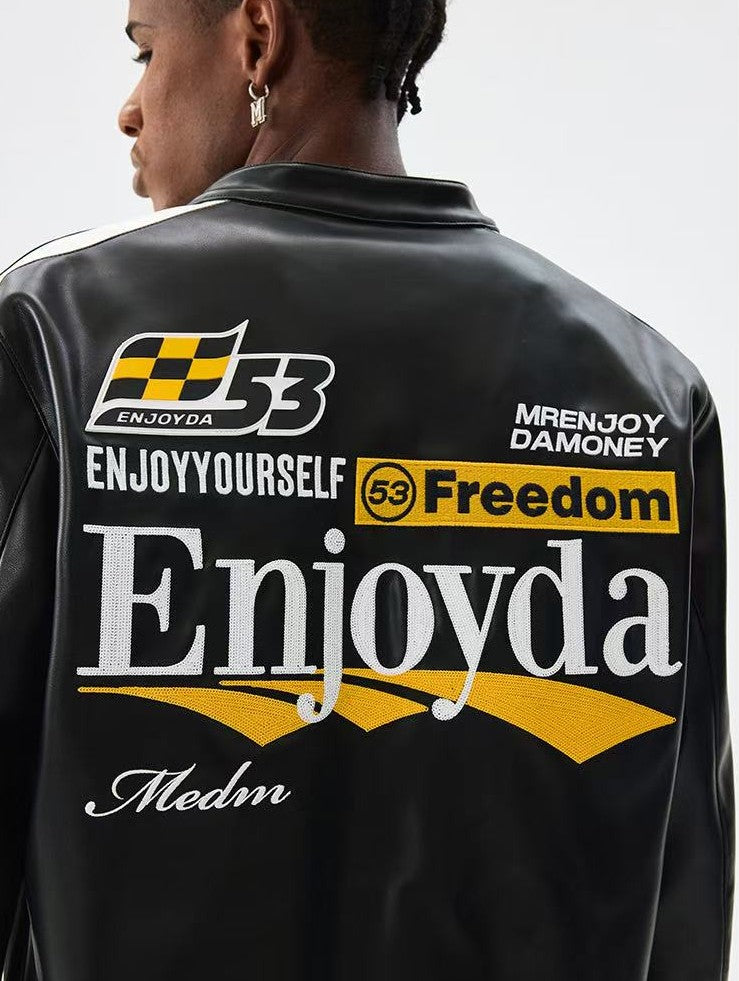 MEDM Retro Racing Leather Jacket