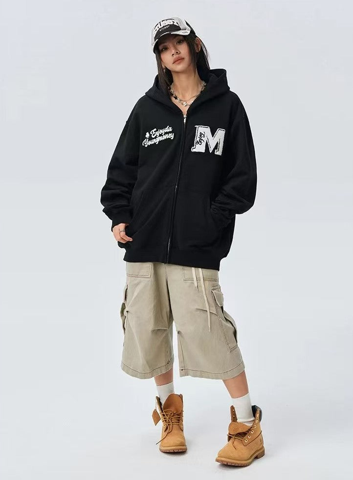 MEDM Retro Logo Towel Embroidered Zipper Hoodie