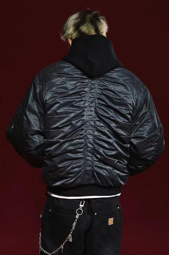 REMEDY Pleated Quilted  Bomber Jacket