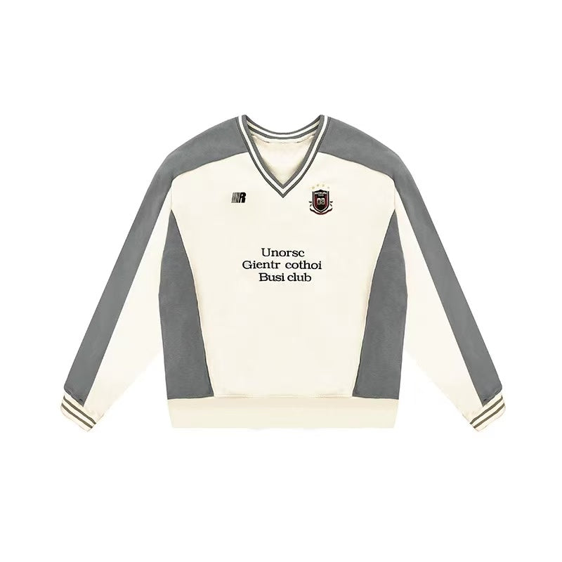 FDR Badge V-neck Contrasting Colors Sweater
