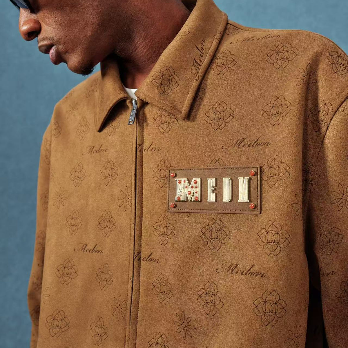 MEDM Suede Leather Brand Lapel Jacket