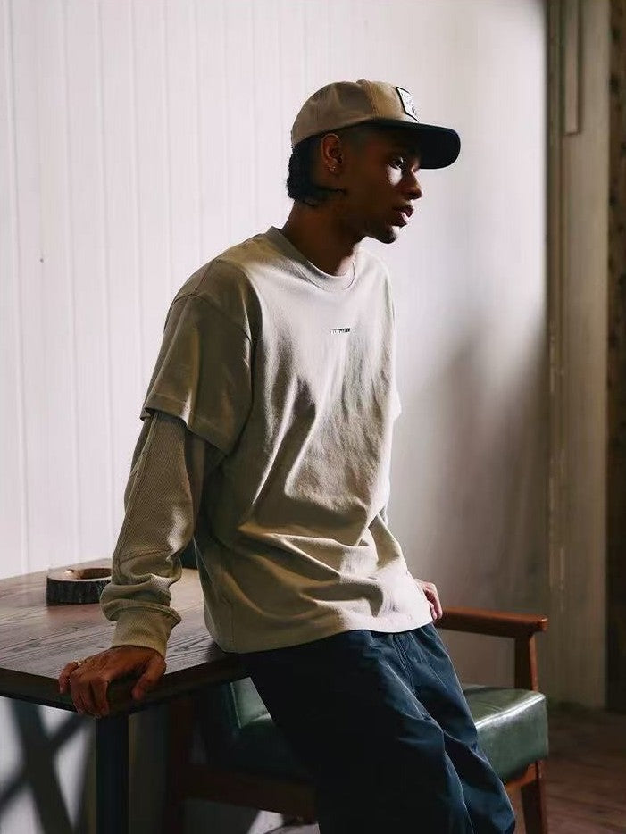 REMEDY Fake Two Piece Waffle Long-sleeve Tee