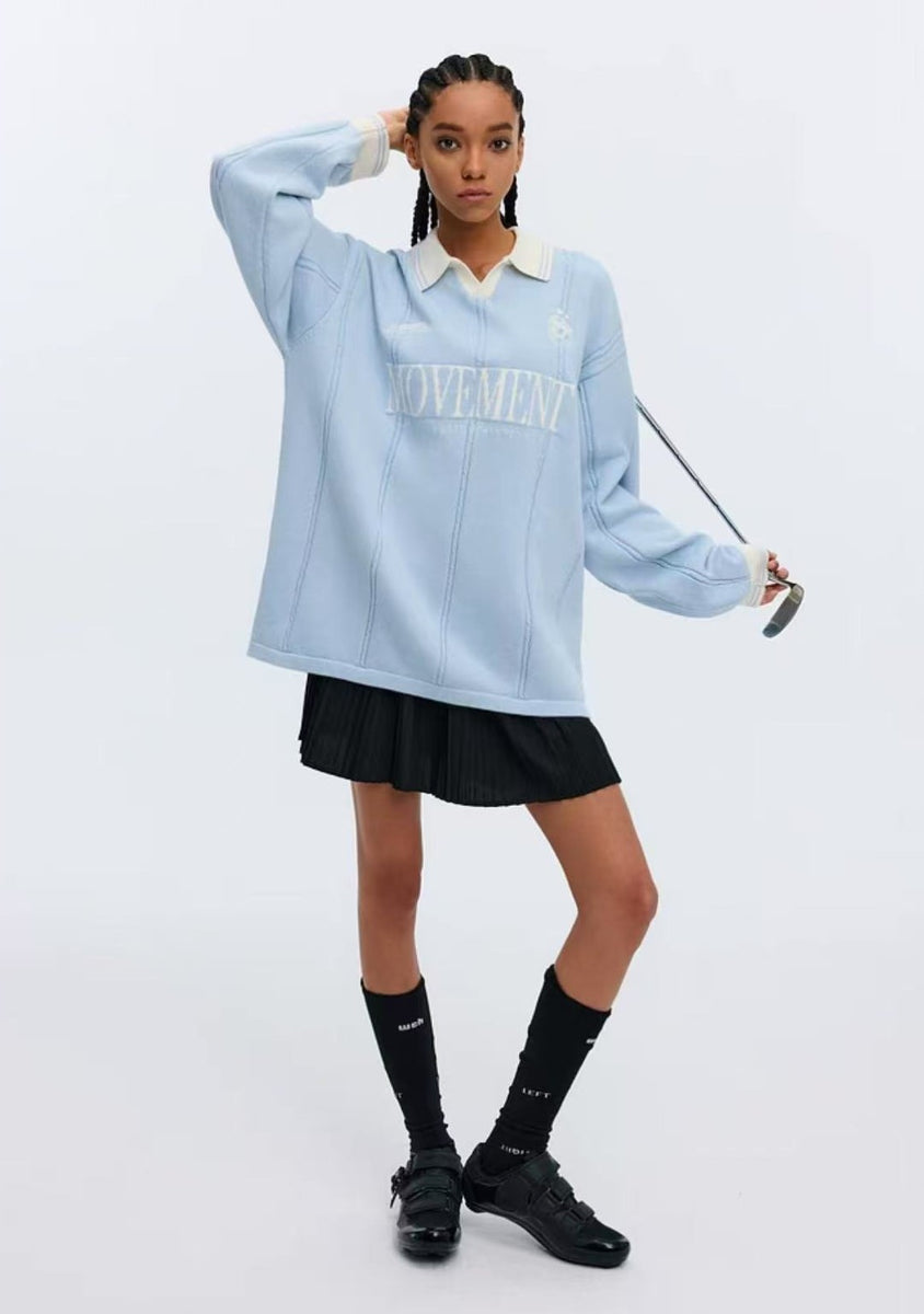 ATRY Contrast Embroidered POLO Striped Sweater