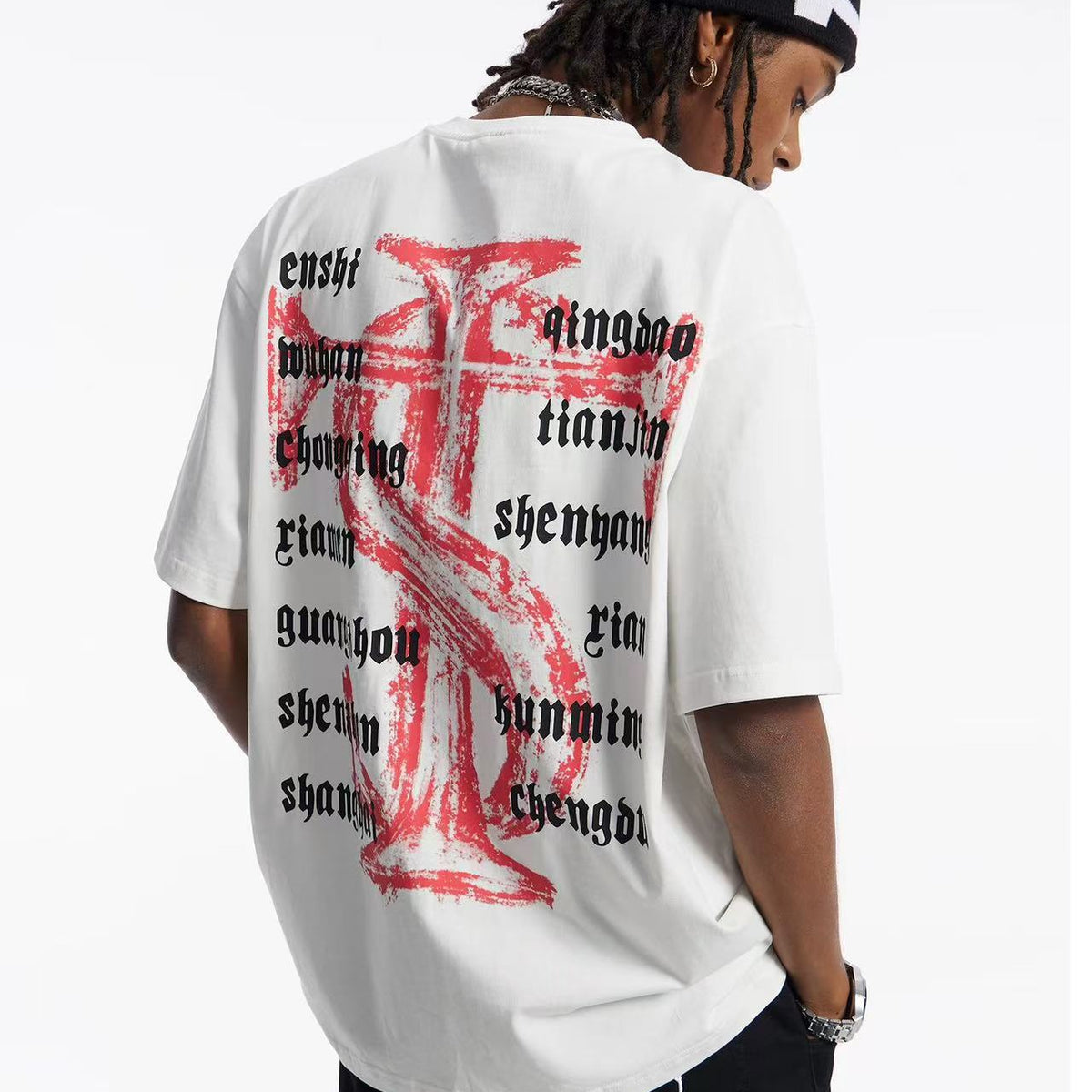 STK Vintage Font Logo Print Crew Neck T-Shirt