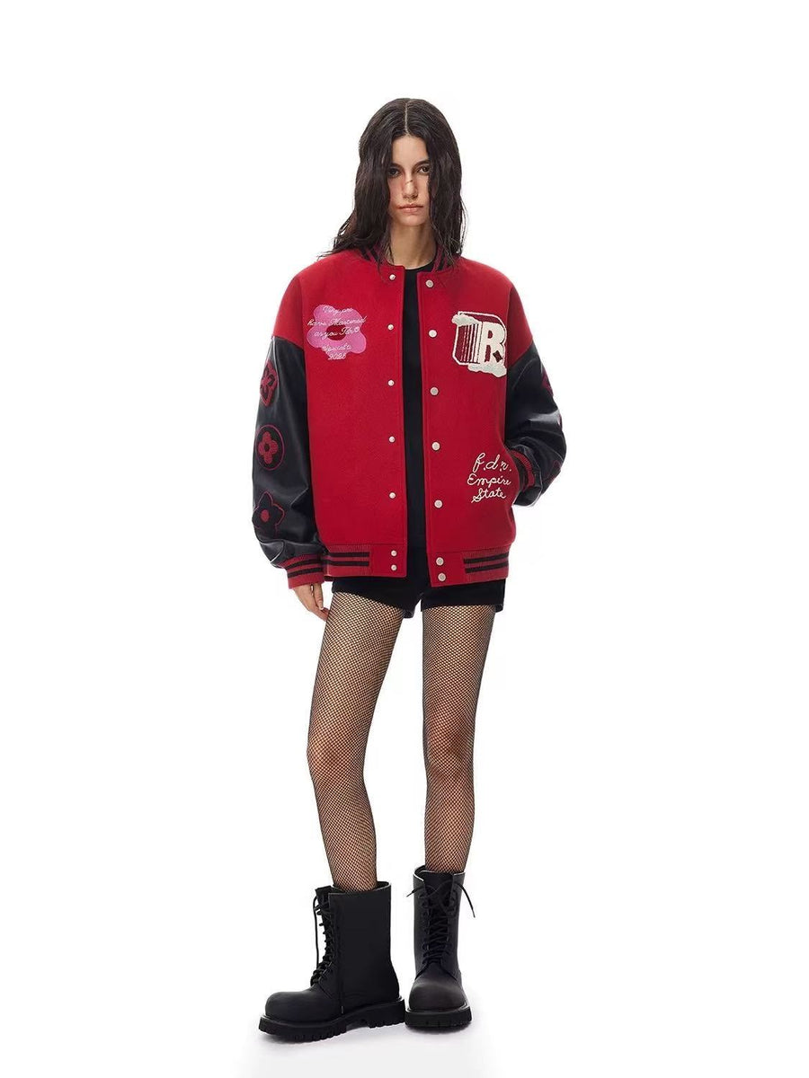 FDR R Logo Cloud Towel Embroidered Varrsity Jacket