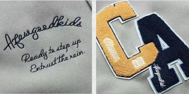 AFGKxCLOTTEE Dragon Pattern Embroidered Wool Varsity Jacket