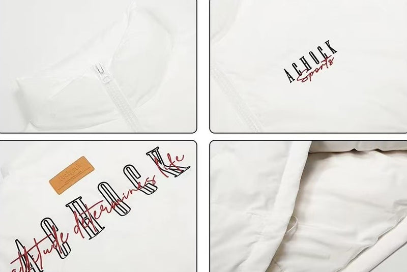 ACHOCK Logo Embroidered White Duck Down Jacket
