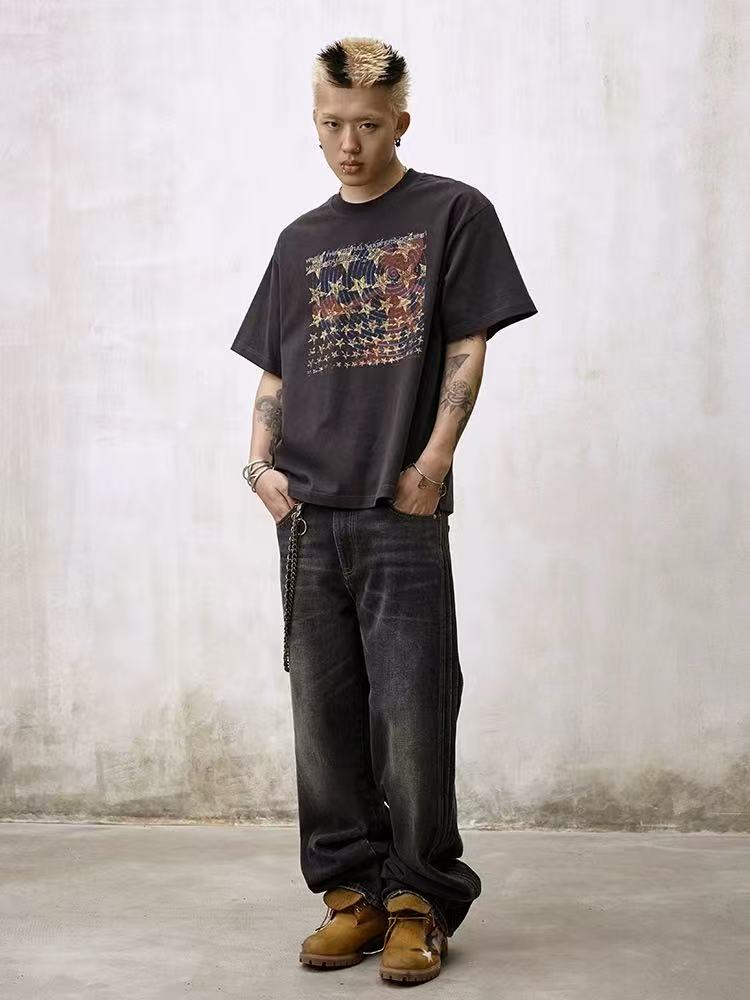REMEDY Striped Washed Jeans