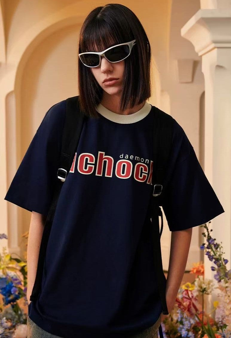 ACHOCK Suede Foam Printed Short-sleeved T-shirt