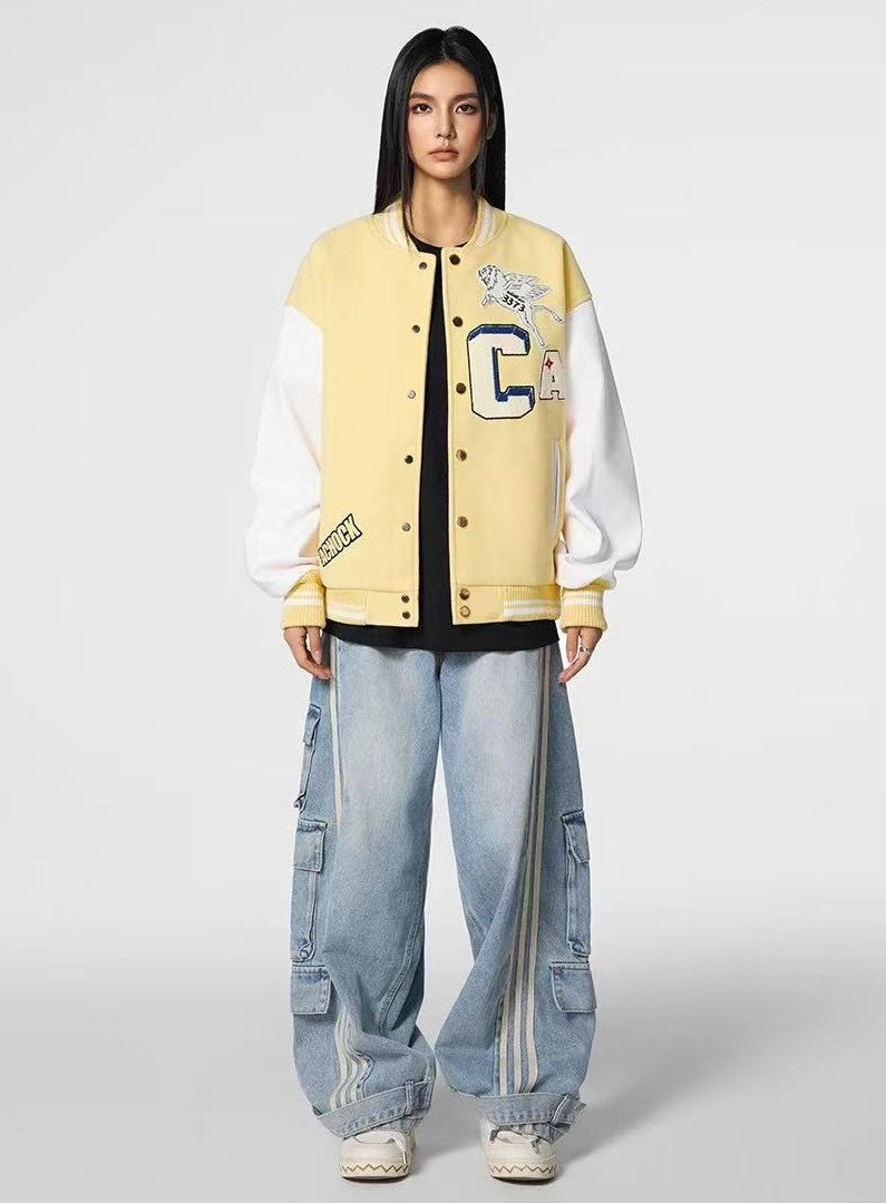 ACHOCK Simple Campus Baseball Jacket
