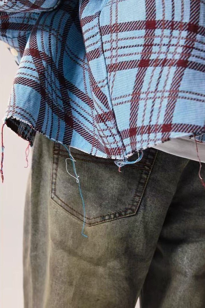 REMEDY Double-sided Plaid Pattern Long-sleeve Shirt