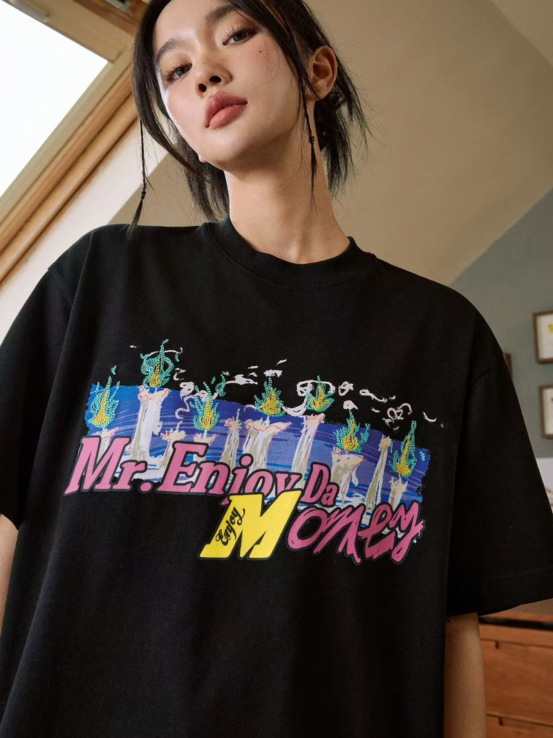 MEDM Candle Flame Embroidered Short-sleeved T-shirt