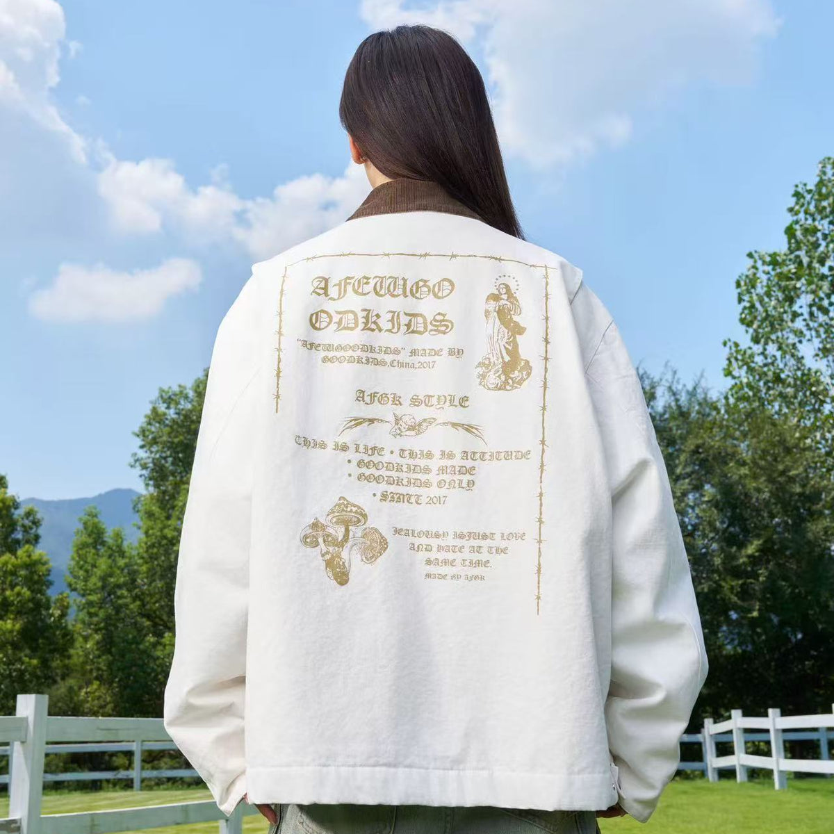 AFGK Vintage Quilted Cotton Washed Distressed Detroit Jacket