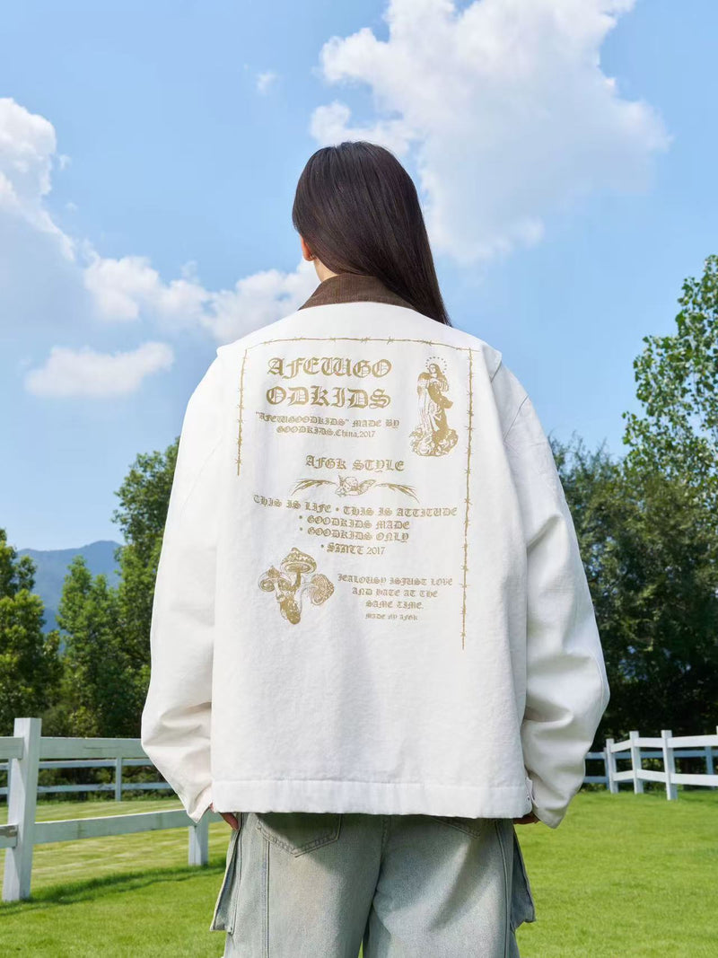 AFGK Vintage Quilted Cotton Washed Distressed Detroit Jacket