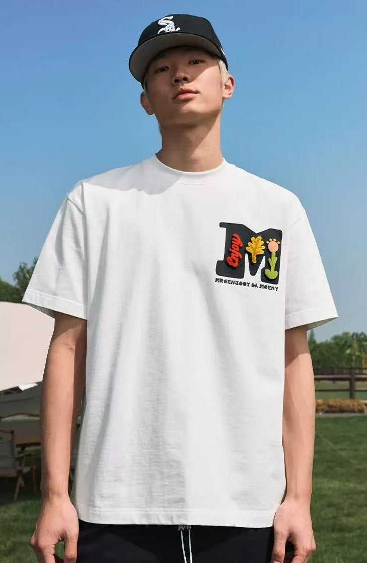 MEDM Toothbrush Embroidered Floral Short-sleeved T-shirt