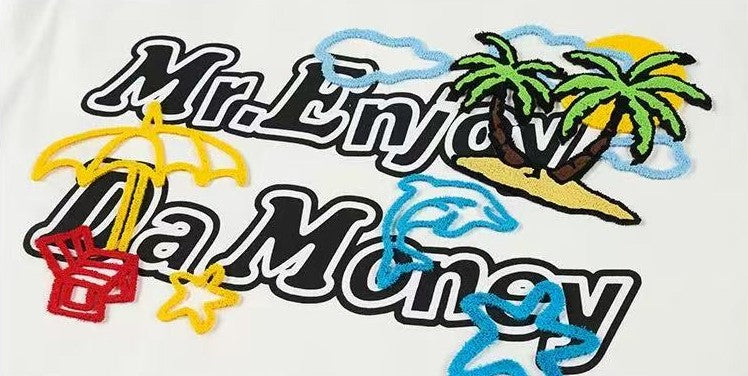 MEDM Toothbrush Embroidered Coconut Tree Short-sleeved T-shirt