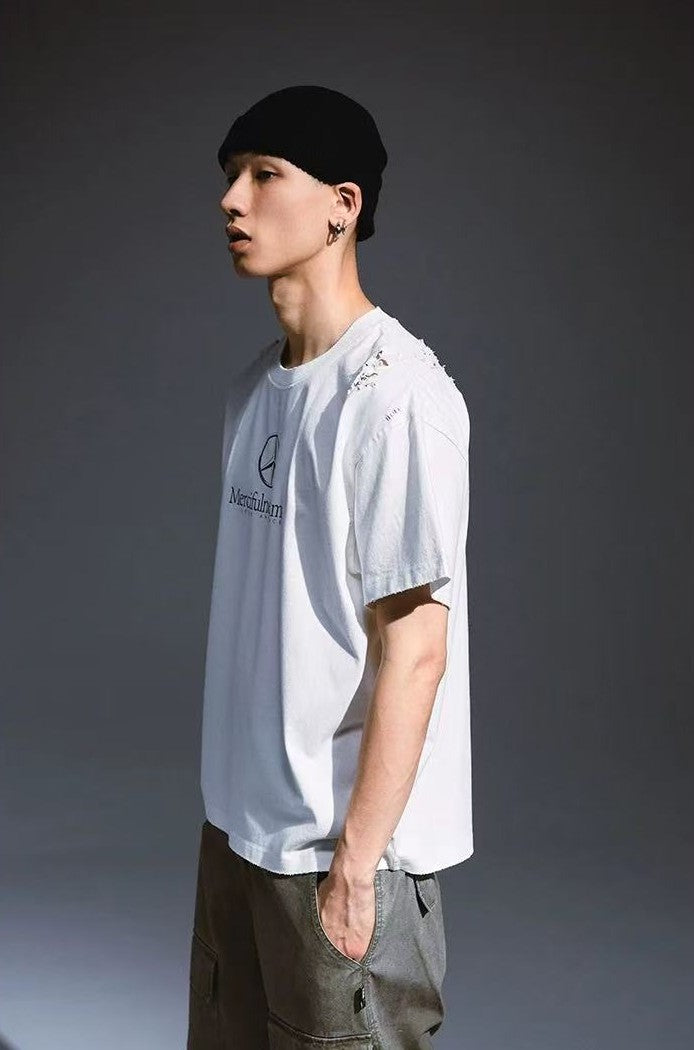 REMEDY Retro Distressed Short-sleeved T-shirt