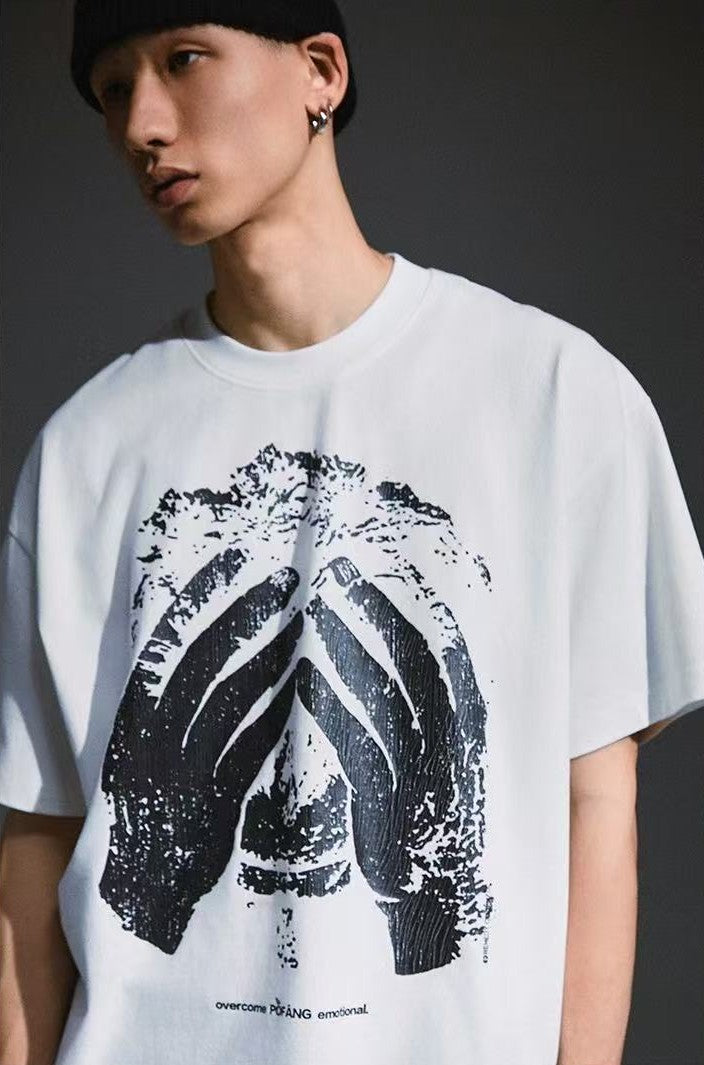 REMEDY Portrait Crackle Print Short-sleeved T-shirt