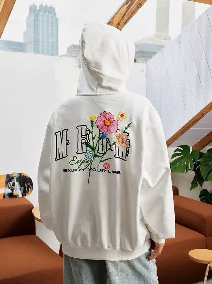 MEDM Chain Embroidered Flower Large M Zipper Hoodie