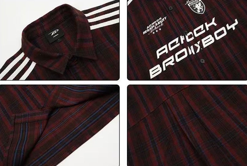 ACHOCK Striped Patchwork Long-sleeved Shirt