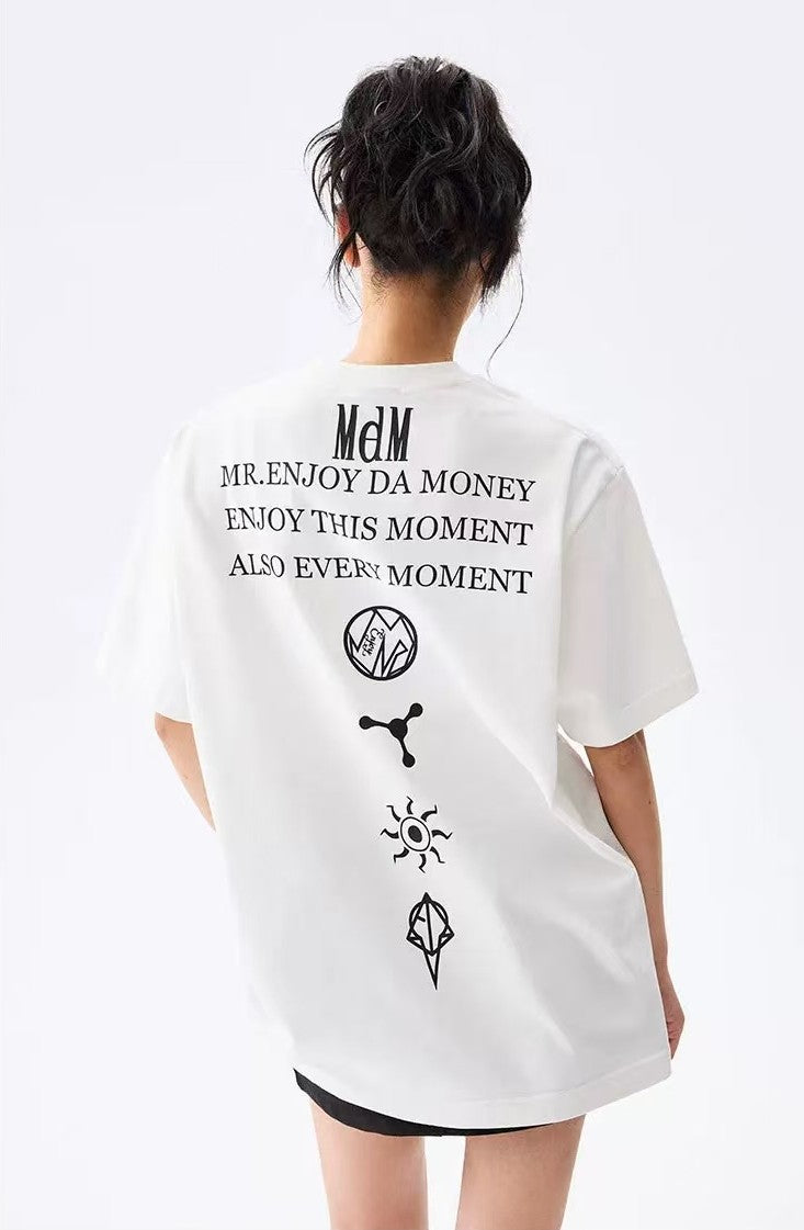 MEDM Letters Printed Luminous Short-sleeved T-shirt
